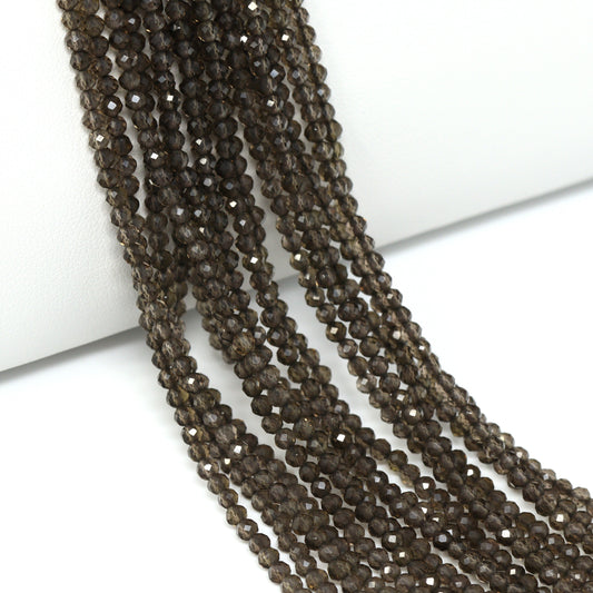 Brown Smoky Quartz 2.5mm Faceted Rounds Bead Strand