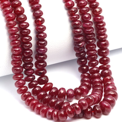 Red Ruby 5mm - 6mm Smooth Rondelles Bead Strand