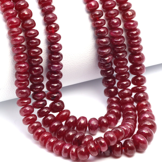 Red Ruby 5mm - 6mm Smooth Rondelles Bead Strand