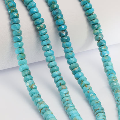 Ombre Natural Blue Turquoise 5.5mm Faceted Rondelles Bead Strand