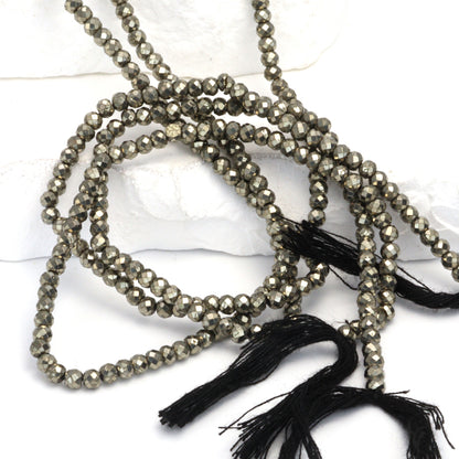 Natural Pyrite 3mm Faceted Rondelles Bead Strand
