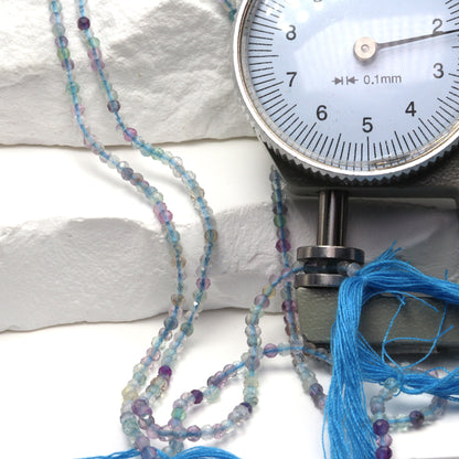 Blue Fluorite 2mm Faceted Rounds Bead Strand