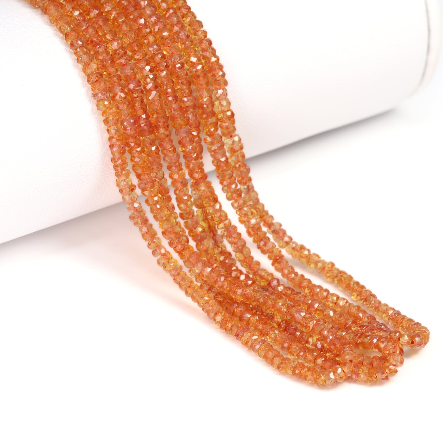Orange Sapphire 2.5mm – 3mm Hand Faceted Rondelles Bead Strand