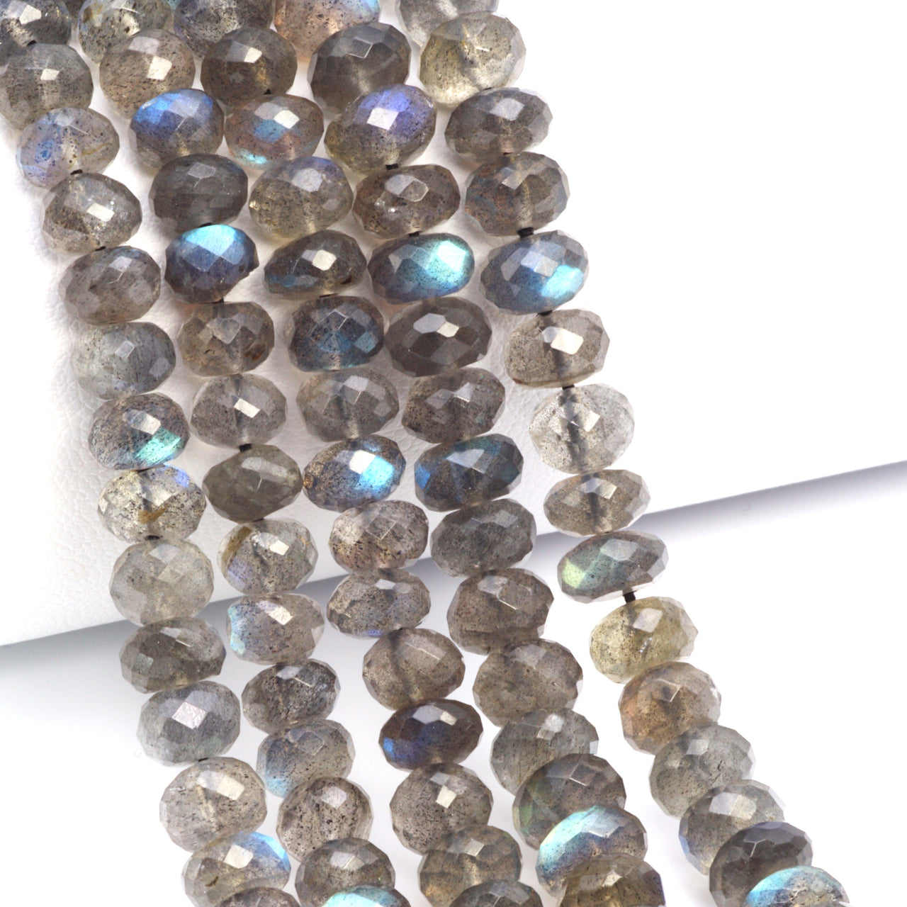 Blue Labradorite 6mm Faceted Rondelles Bead Strand