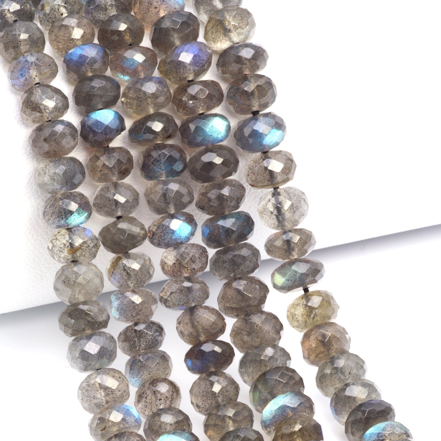 Blue Labradorite 6mm Faceted Rondelles Bead Strand