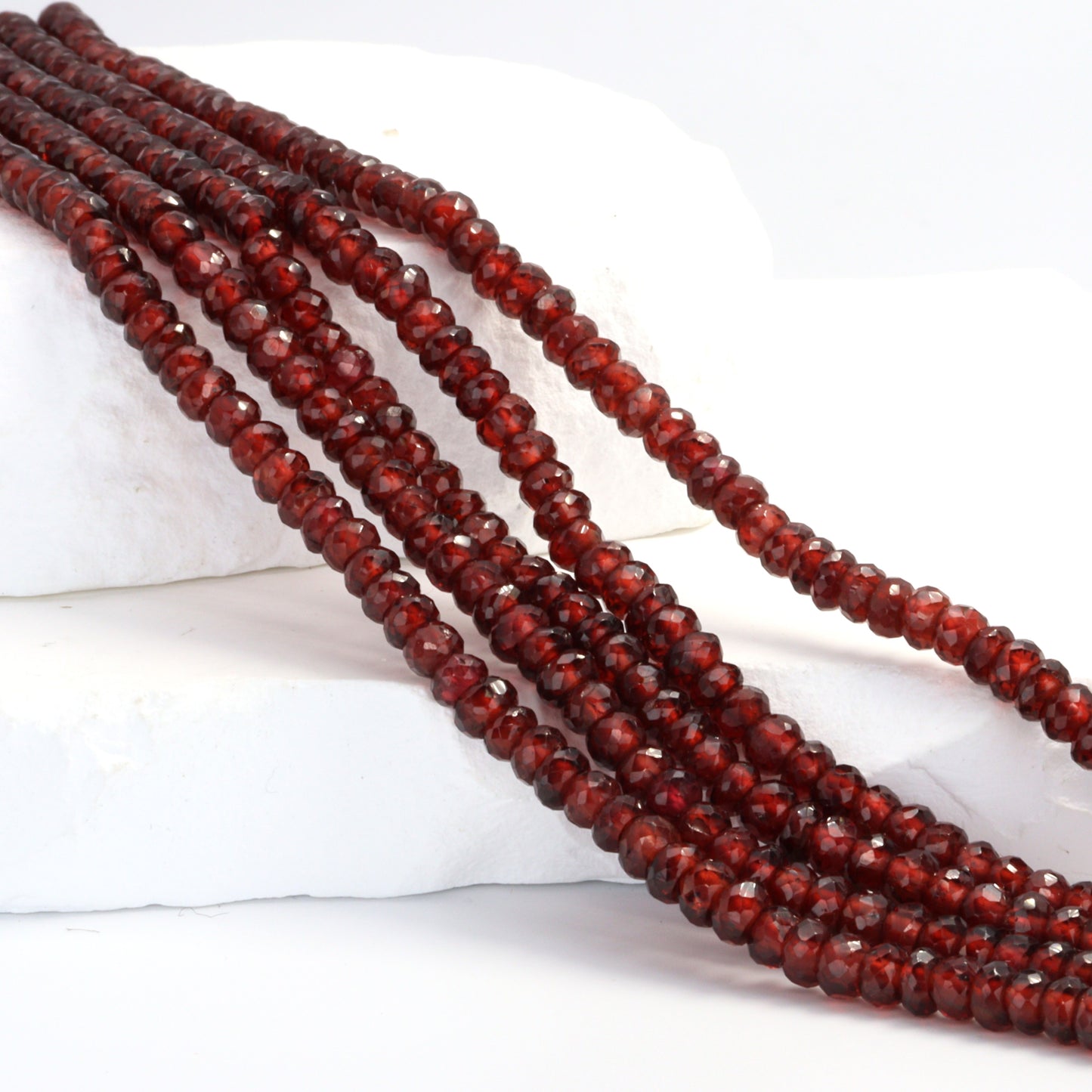 Red Garnet 5mm Faceted Rondelles Bead Strand