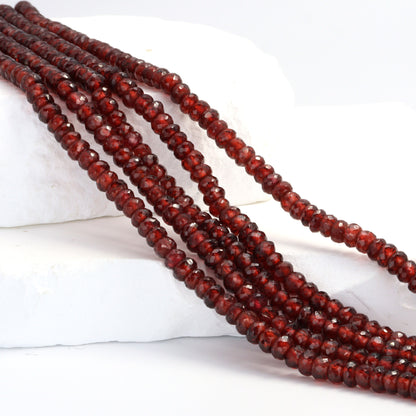 Red Garnet 5mm Faceted Rondelles Bead Strand