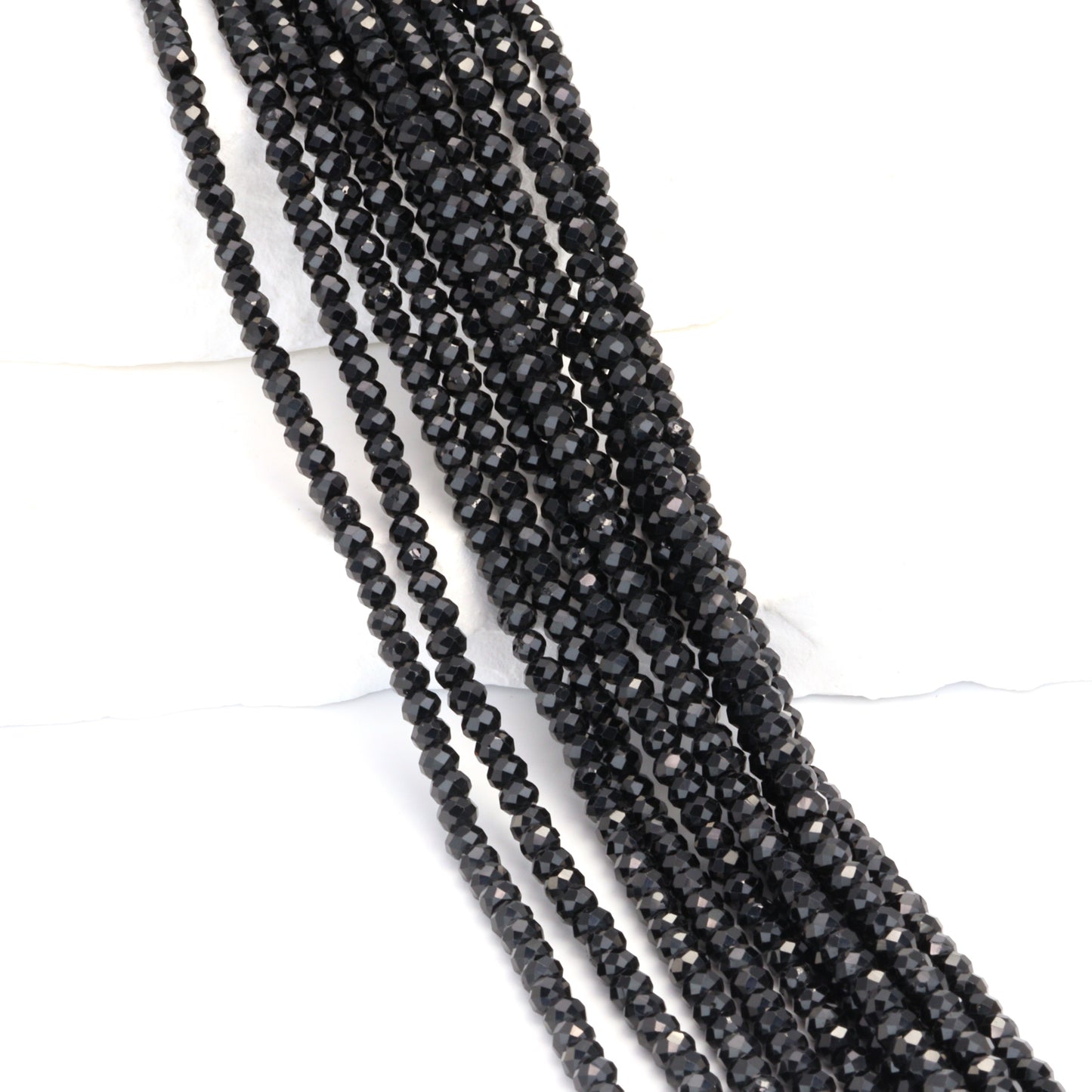 Black Spinel 3.5mm Faceted Rondelles Bead Strand