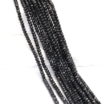 Black Spinel 3.5mm Faceted Rondelles Bead Strand