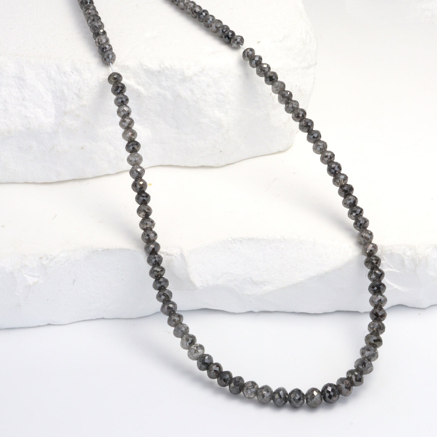 Gray Diamond 2.5mm - 4mm Hand Faceted Rondelles Bead Strand