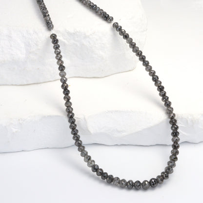 Gray Diamond 2.5mm - 4mm Hand Faceted Rondelles Bead Strand