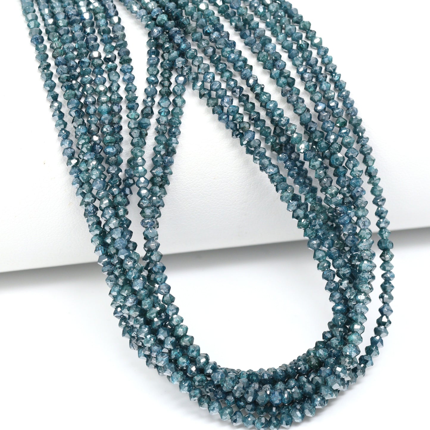 Blue Diamond 1.6mm – 2.7mm Hand Faceted Rondelles Bead Strand
