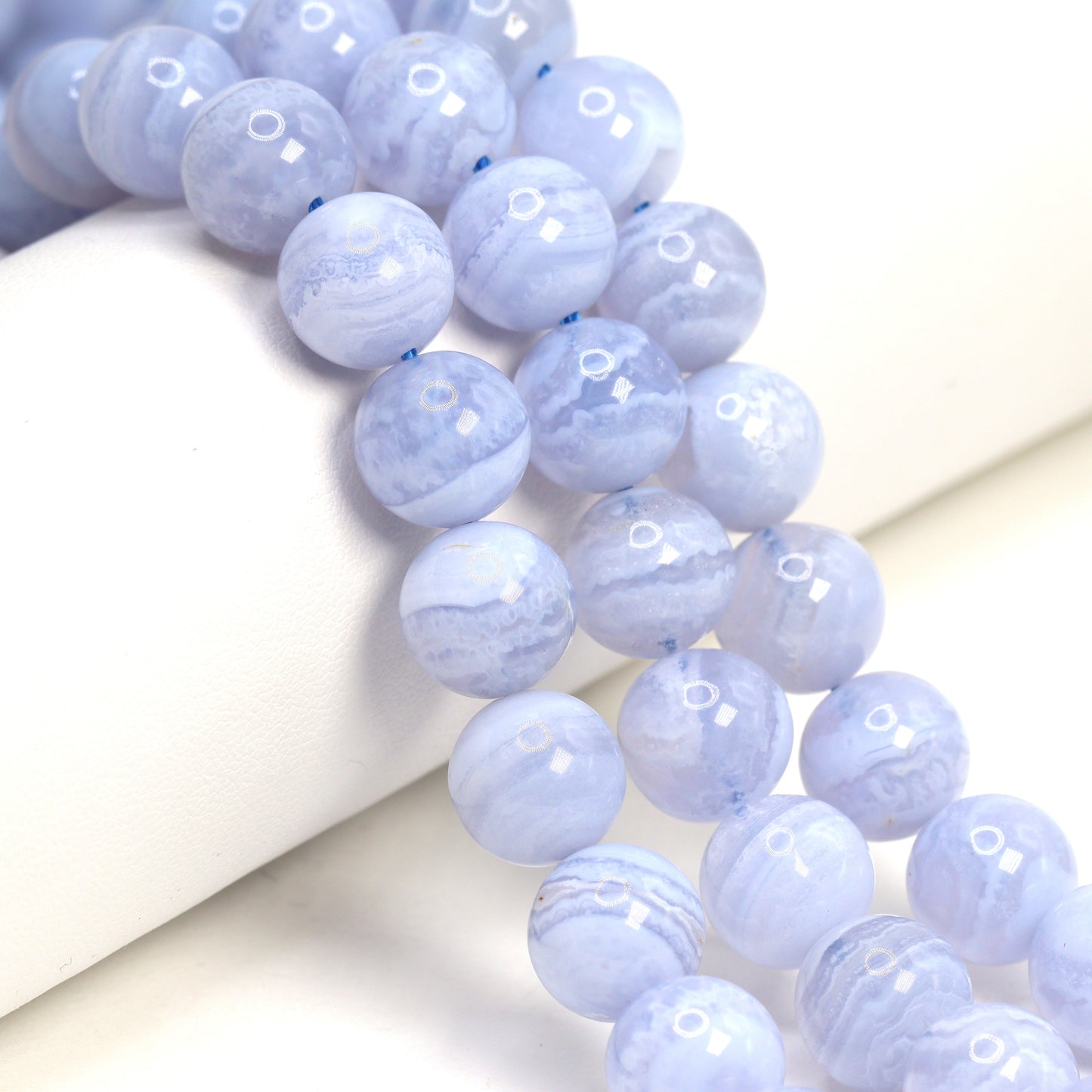 Blue Lace Agate 10mm Smooth Rounds Bead Strand