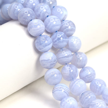 Blue Lace Agate 10mm Smooth Rounds Bead Strand