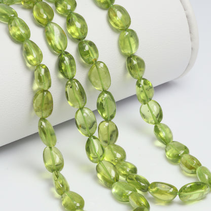 AA Green Peridot 8x6mm - 10x7mm Smooth Nuggets Bead Strand