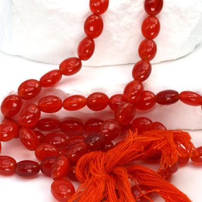 Orange Carnelian 9x7mm Smooth Ovals Bead Strand
