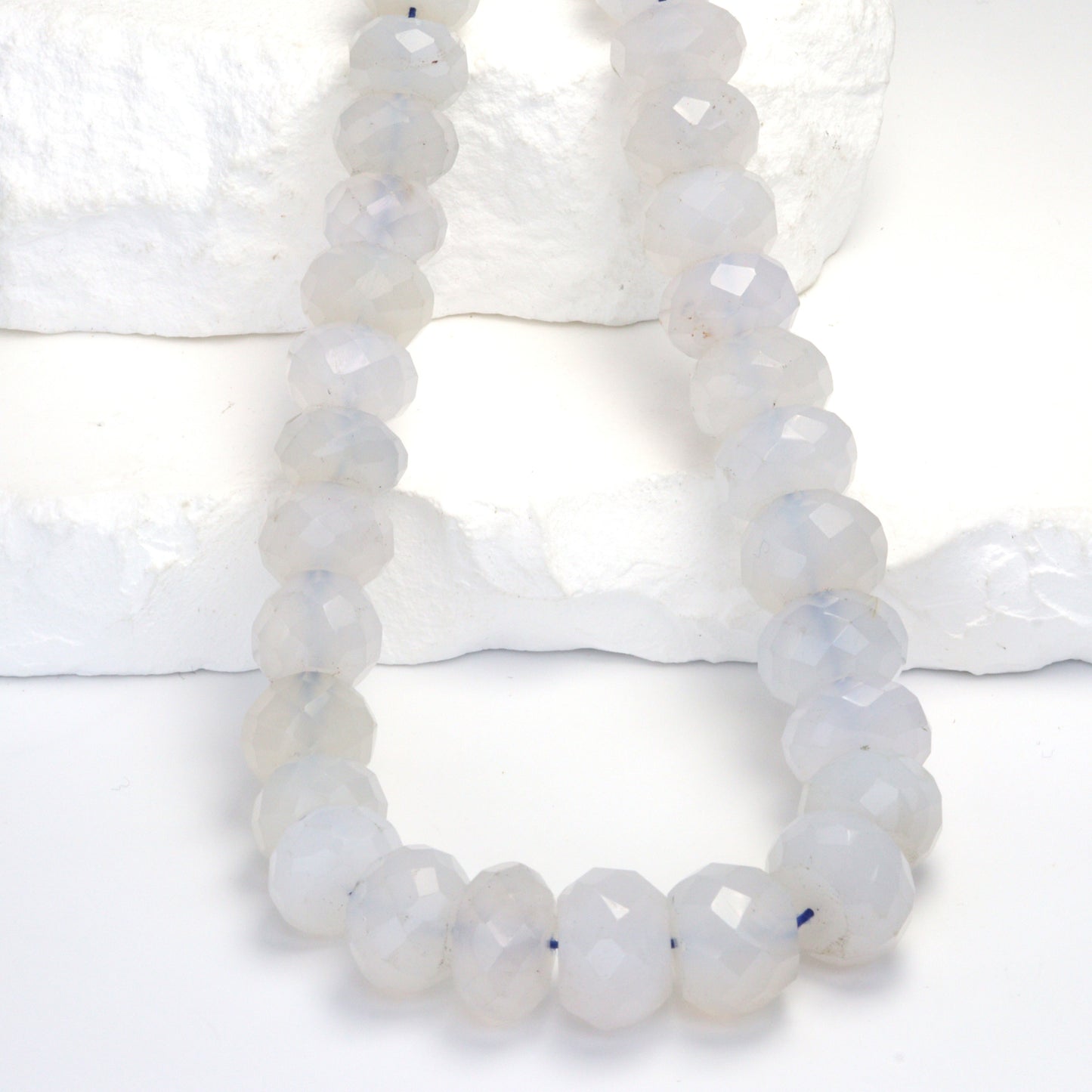 Natural Blue Chalcedony 12mm Faceted Rondelles