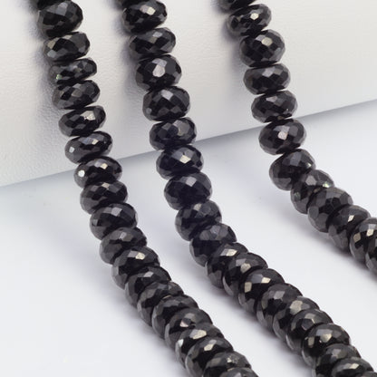Black Spinel 8mm Faceted Rondelles