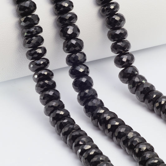 Black Spinel 8mm Faceted Rondelles