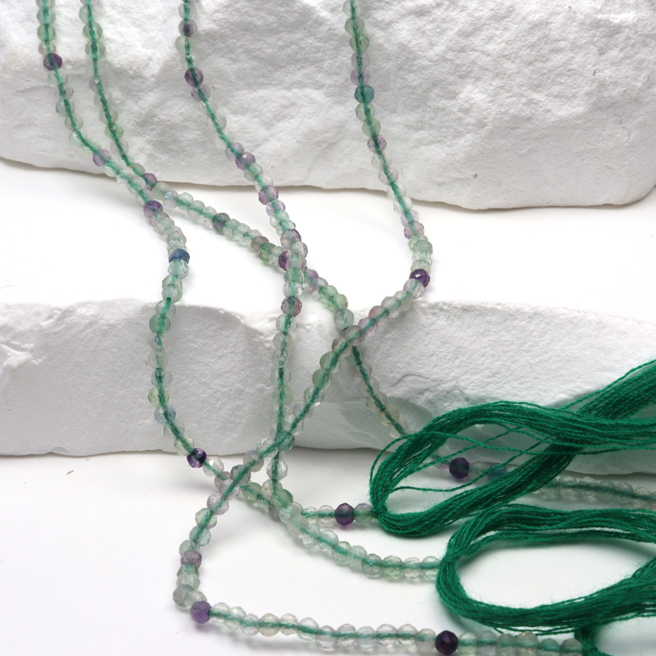 Green Fluorite 2mm Faceted Rounds Bead Strand