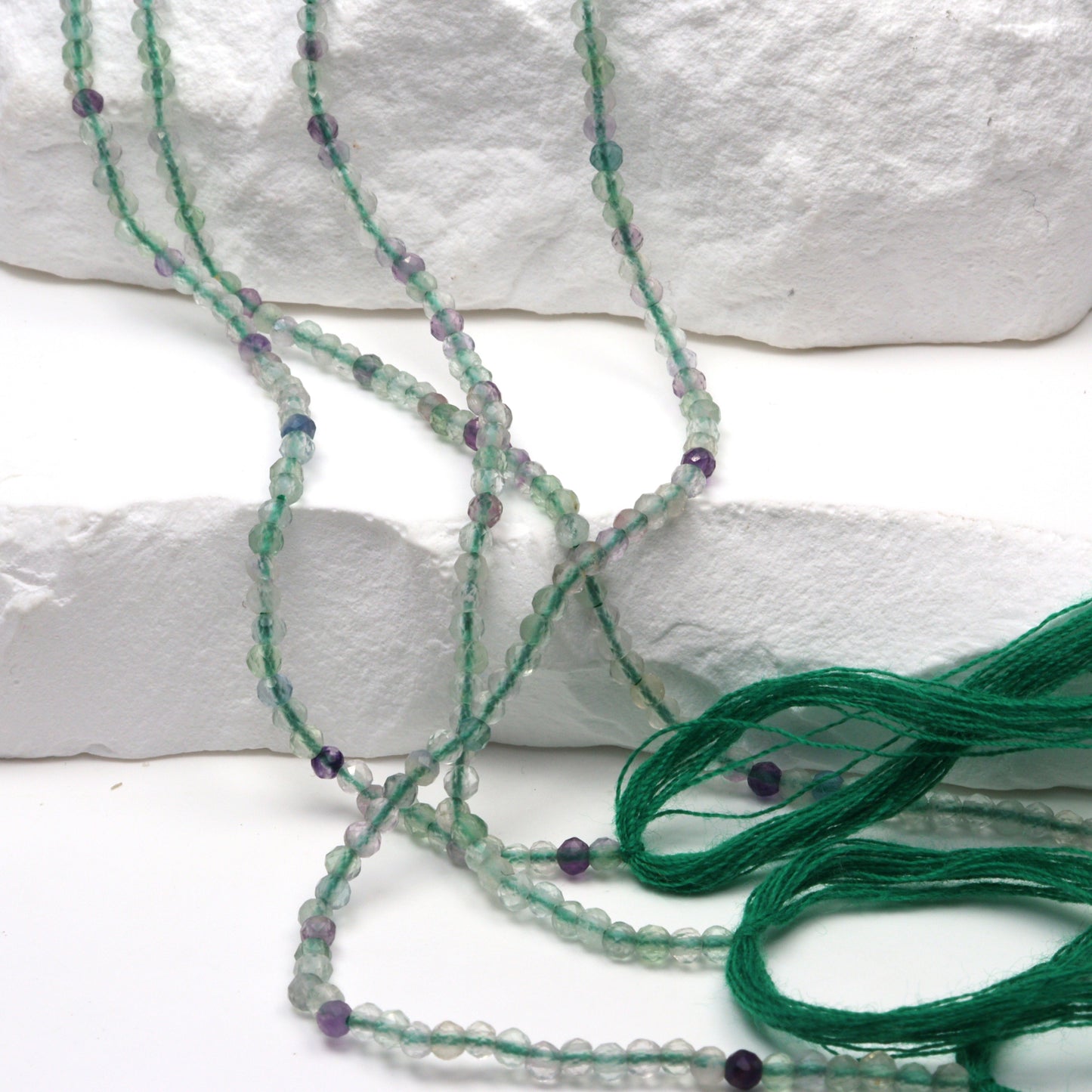 Green Fluorite 2mm Faceted Rounds Bead Strand