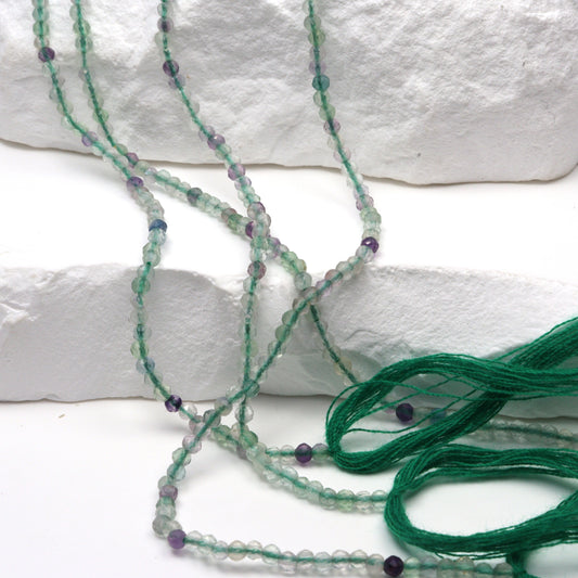 Green Fluorite 2mm Faceted Rounds Bead Strand