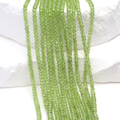 Green Peridot 2.5mm Faceted Rondelles Bead Strand