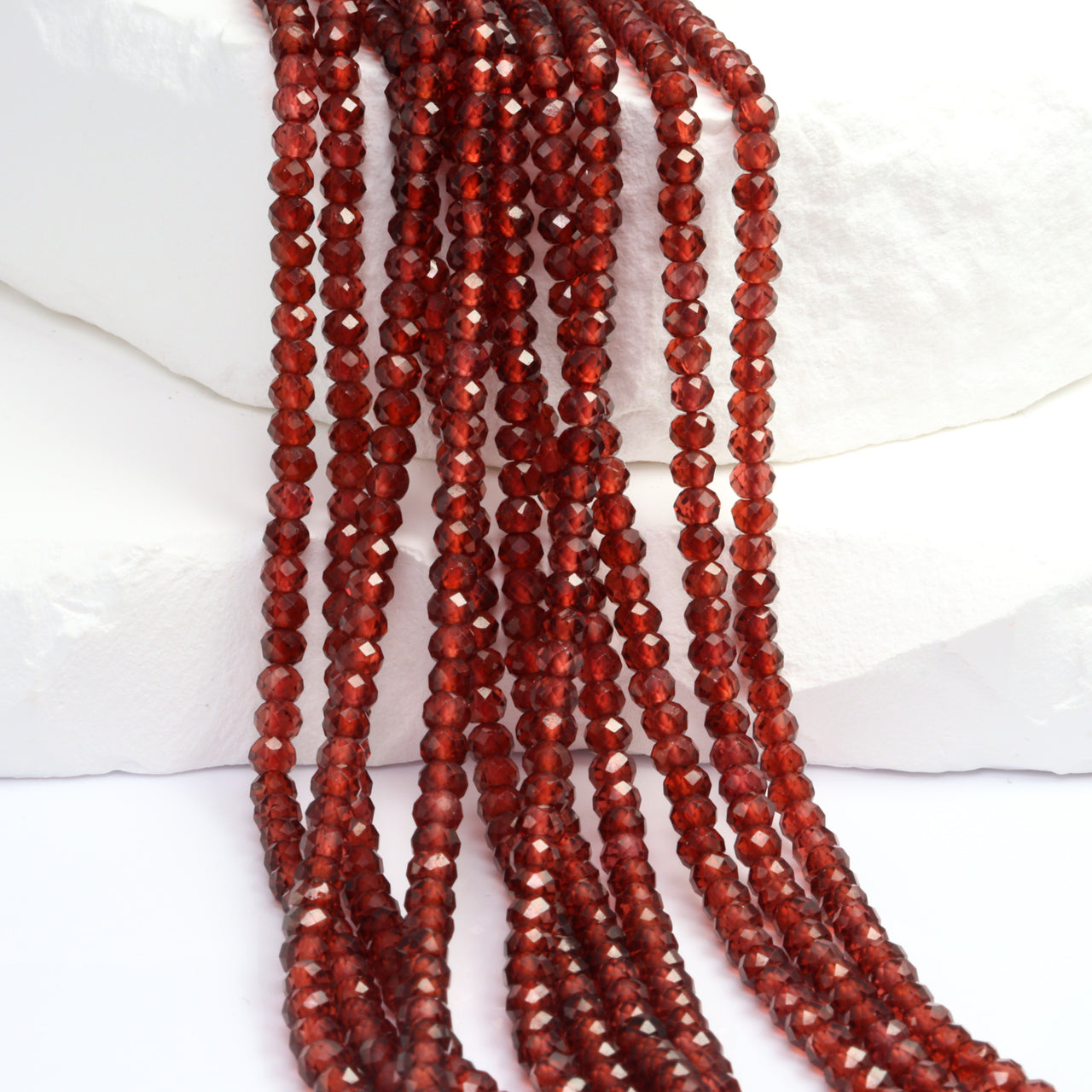 Red Garnet 3mm Faceted Rondelles Bead Strand