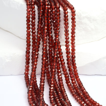 Red Garnet 3mm Faceted Rondelles Bead Strand