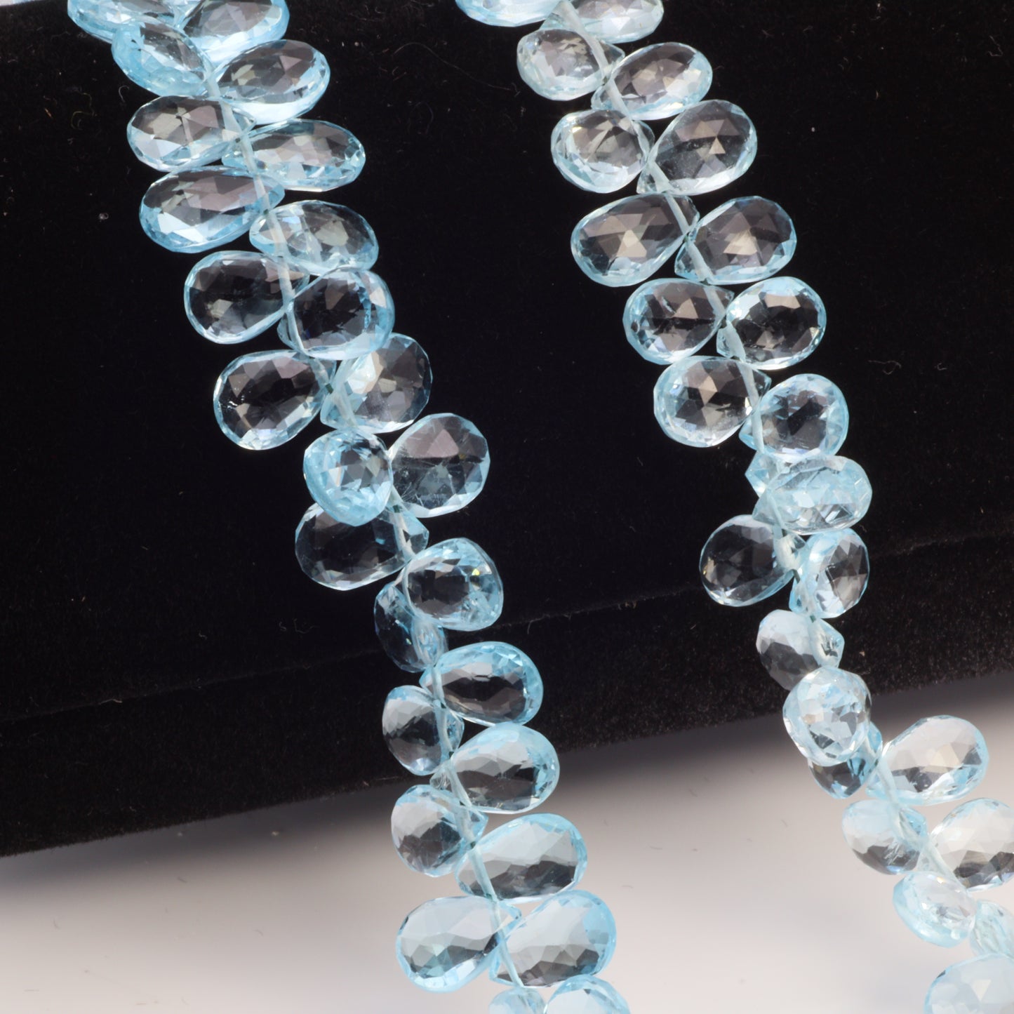 Sky Blue Topaz 8x5mm Faceted Pear Shaped Briolettes Bead Strand