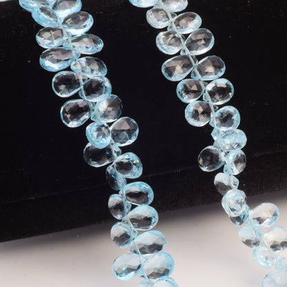 Sky Blue Topaz 8x5mm Faceted Pear Shaped Briolettes Bead Strand