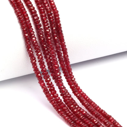 Red Ruby 2.5mm Hand Faceted Rondelles Bead Strand