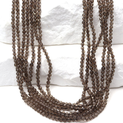 Smoky Quartz 2mm Faceted Rounds