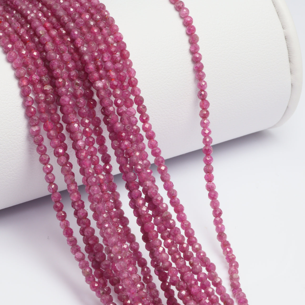 Ruby 2mm Faceted Rounds Bead Strand
