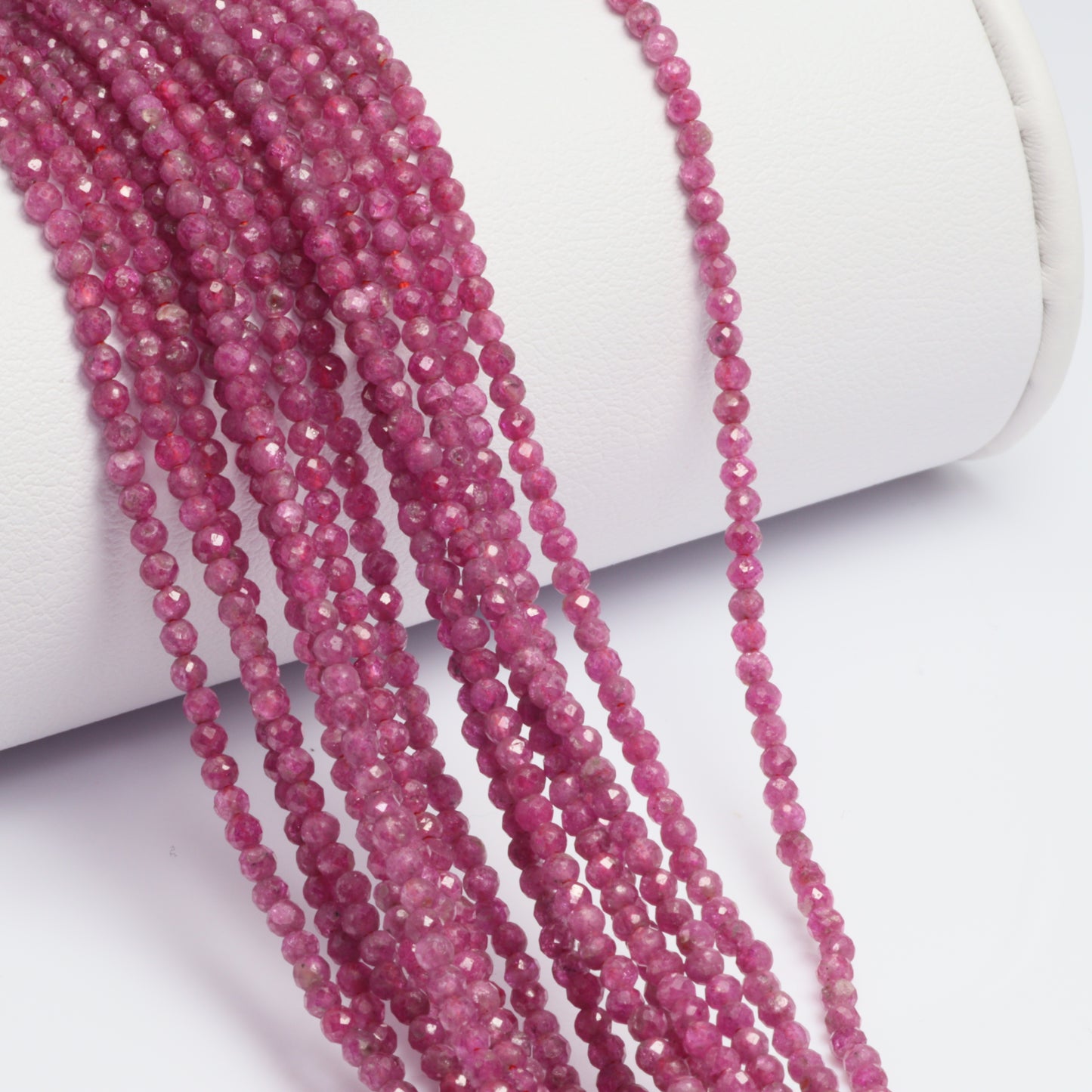 Ruby 2mm Faceted Rounds Bead Strand