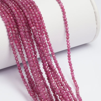 Ruby 2mm Faceted Rounds Bead Strand