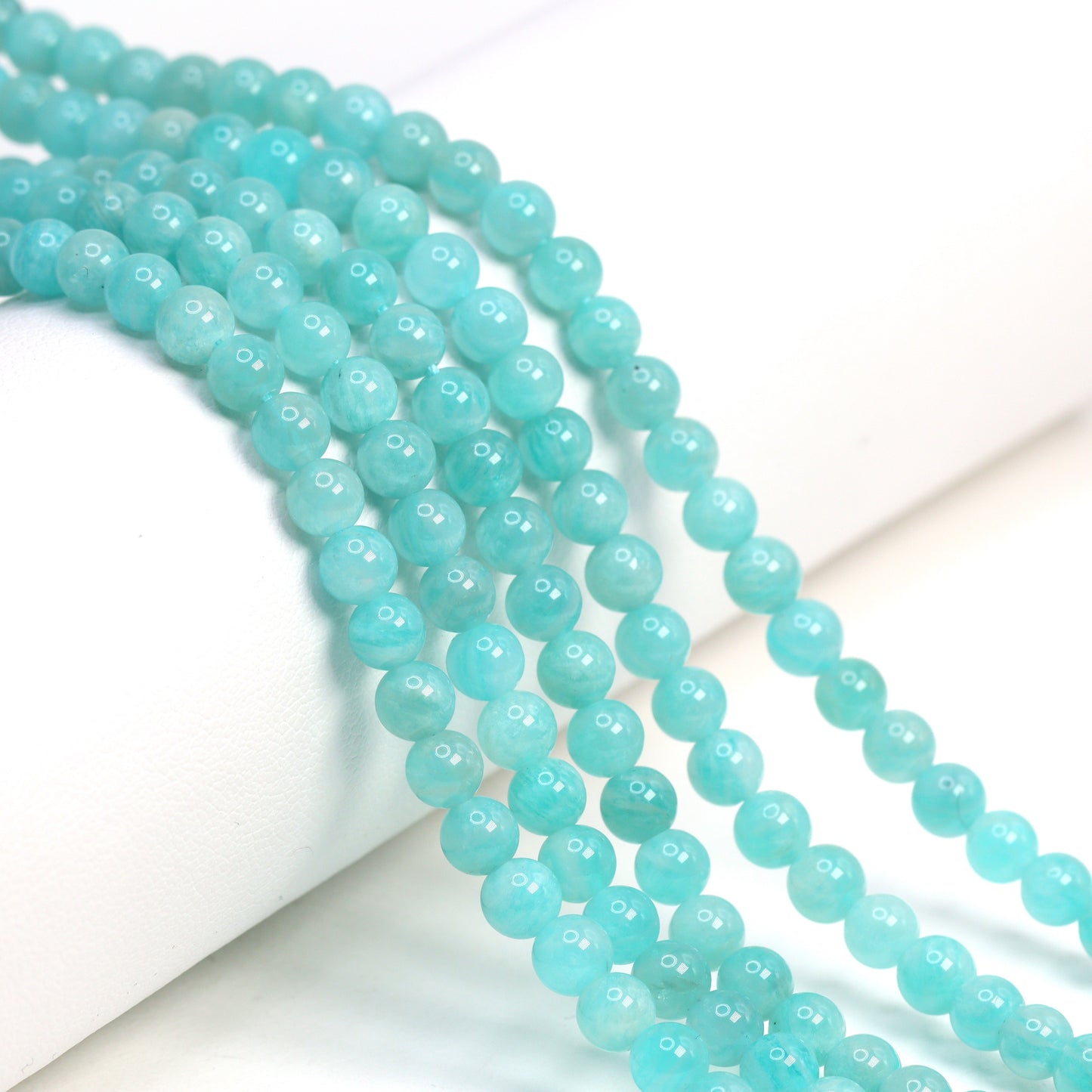 Blue Amazonite 4mm Smooth Rounds Bead Strand