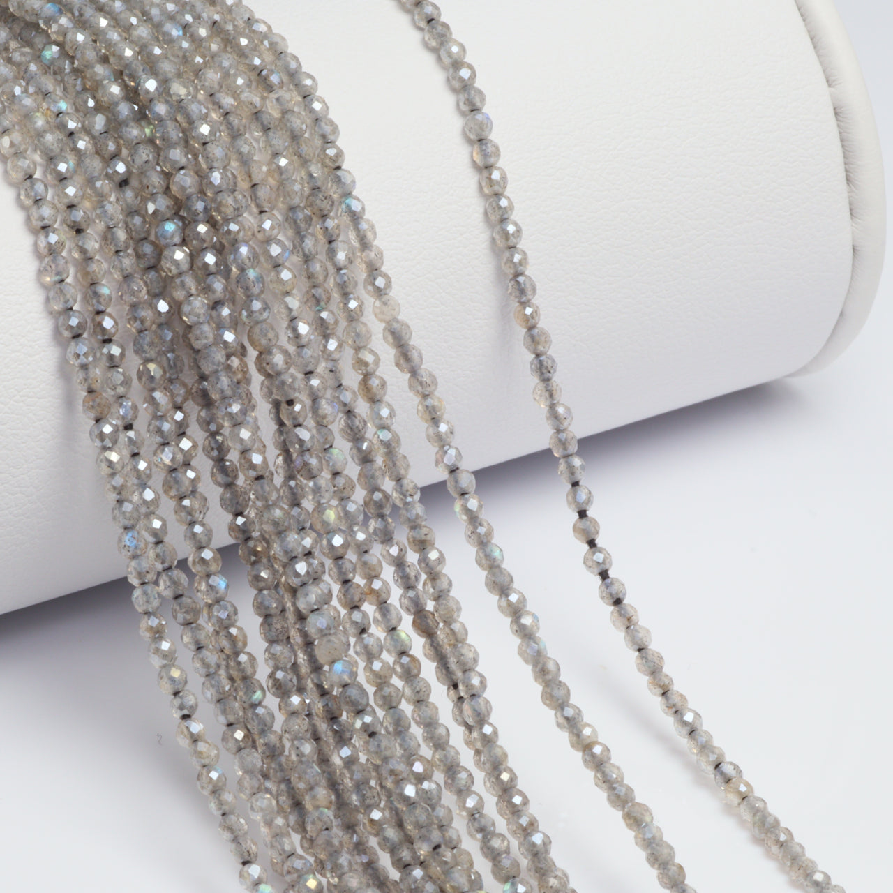 Coated Labradorite 2mm Faceted Rounds Bead Strand