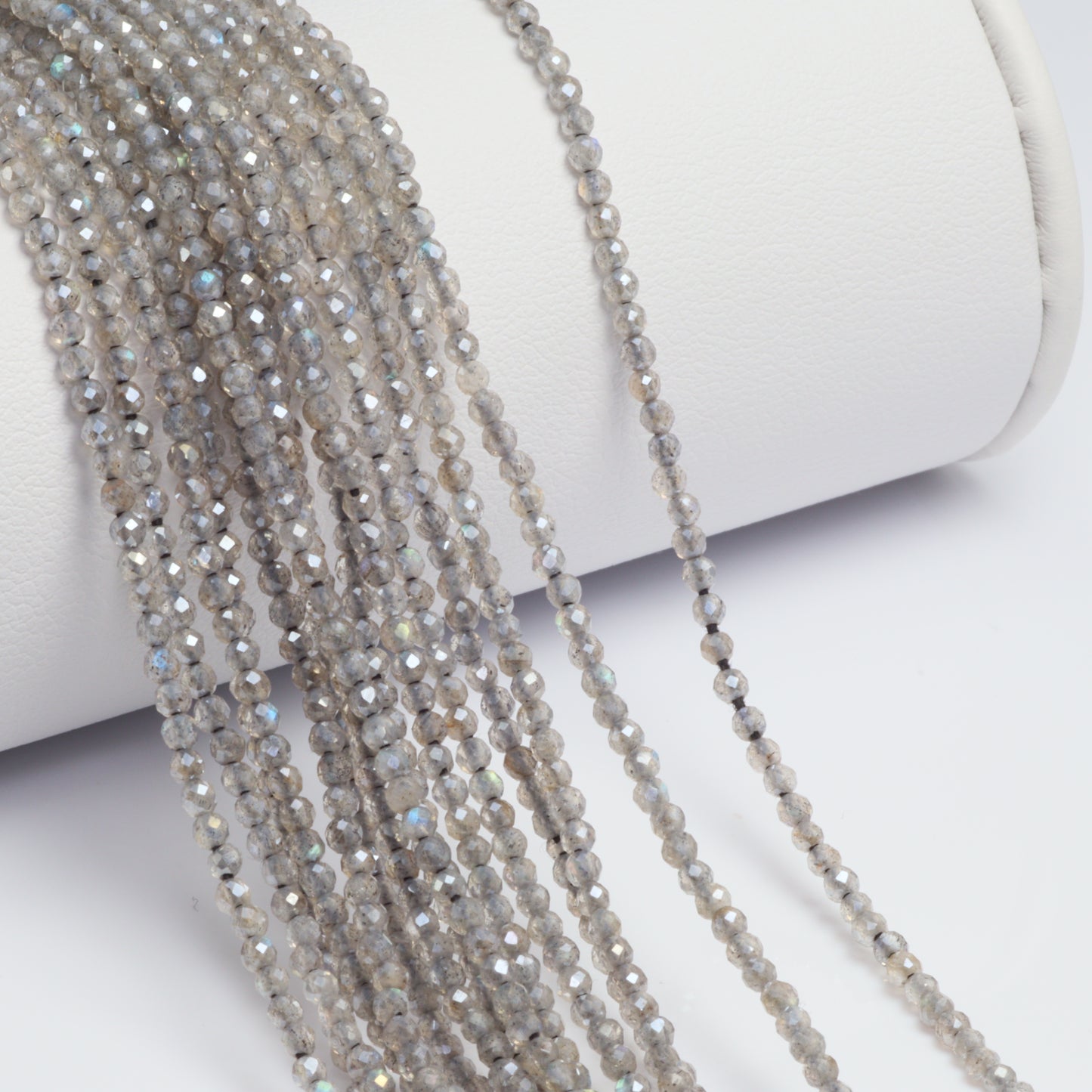 Coated Labradorite 2mm Faceted Rounds Bead Strand