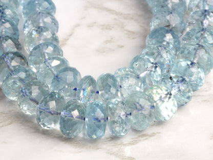 Blue Aquamarine 6mm Faceted Rondelles