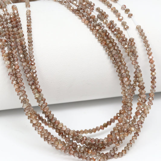 Brown Diamond 2mm – 2.7mm Hand Faceted Rounds Bead Strand