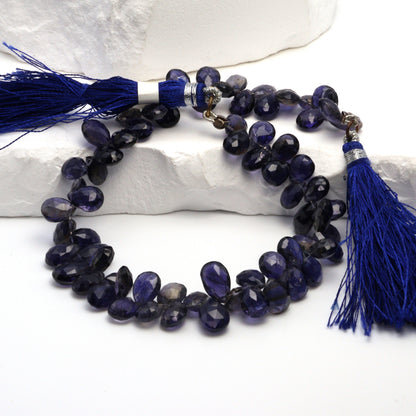 Blue Iolite 7x5mm Faceted Pear Shaped Briolettes