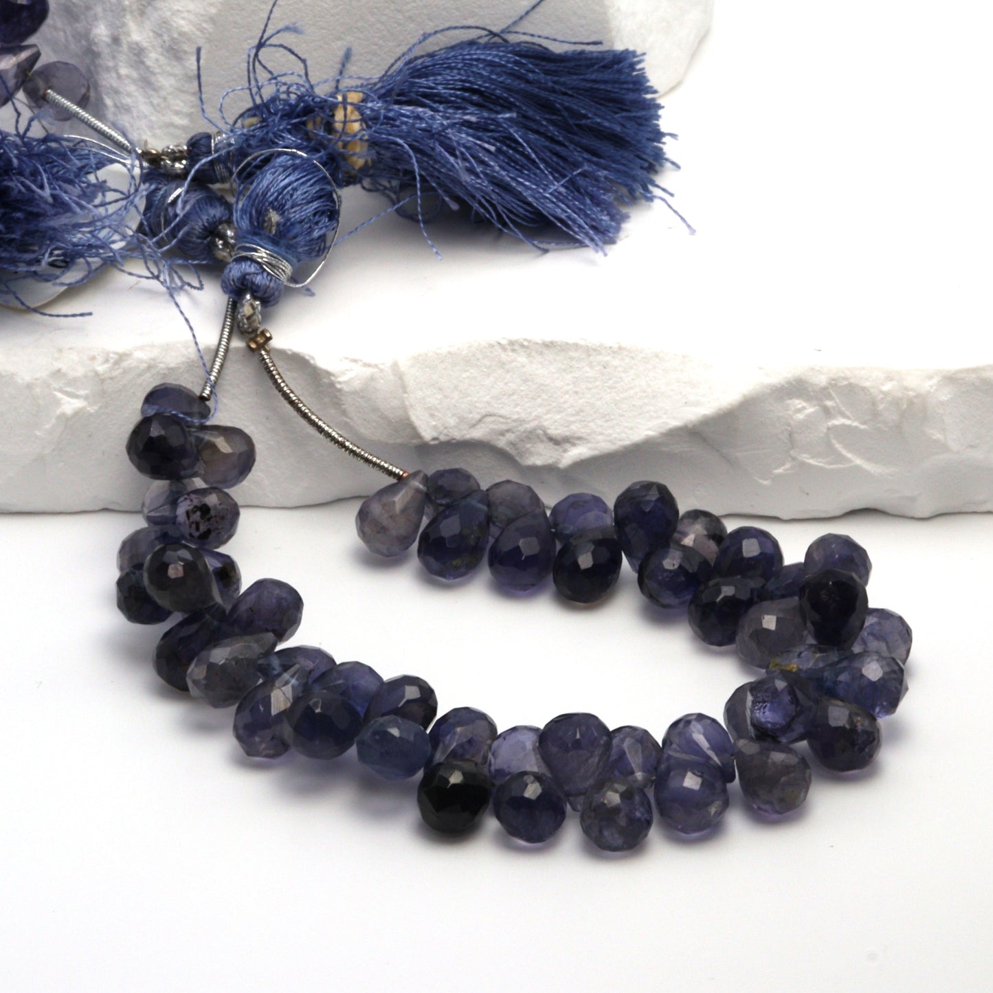Blue Iolite 9x6mm Faceted Teardrop Briolettes
