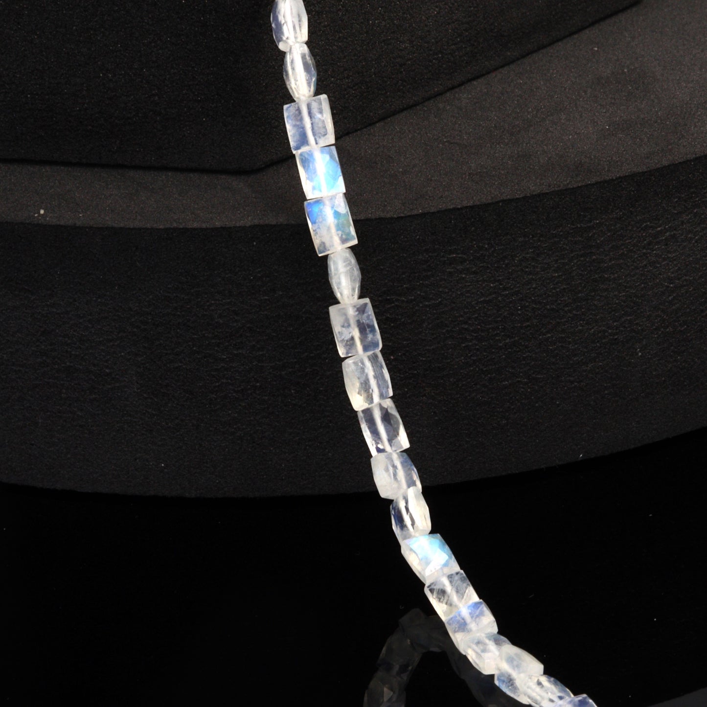 AA Blue Rainbow Moonstone 5x4mm Faceted Cushions