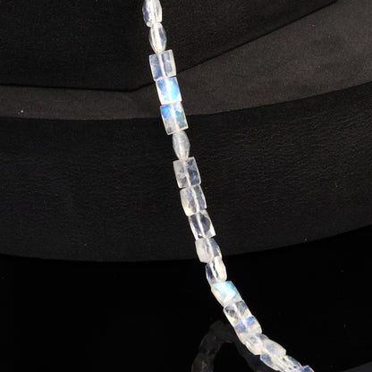 AA Blue Rainbow Moonstone 5x4mm Faceted Cushions