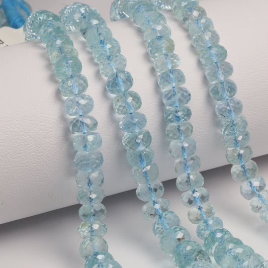 Blue Aquamarine 6mm Faceted Rondelles