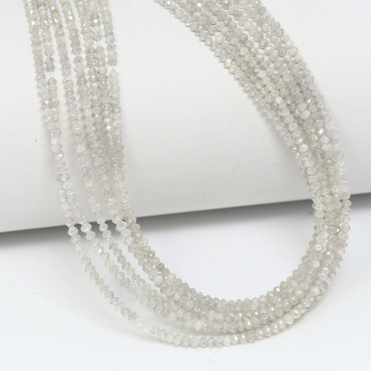 Gray Diamond 1.8mm – 2.2mm Hand Faceted Rondelles Bead Strand