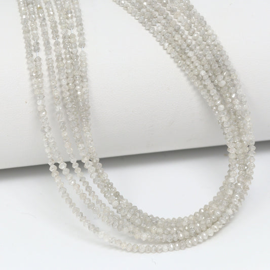 Gray Diamond 1.8mm – 2.2mm Hand Faceted Rondelles Bead Strand