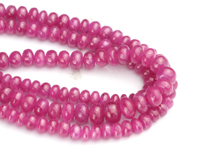 Pink Sapphire 4mm - 6mm Smooth Rondelles Bead Strand