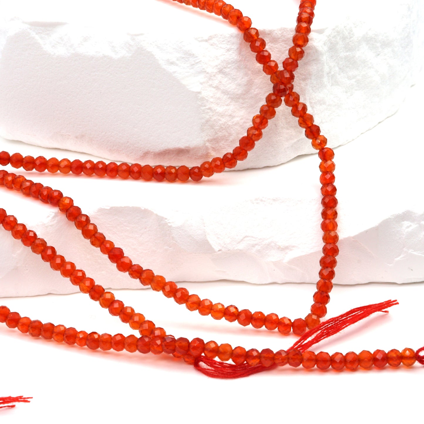 Orange Carnelian 3mm Faceted Rondelles Bead Strand
